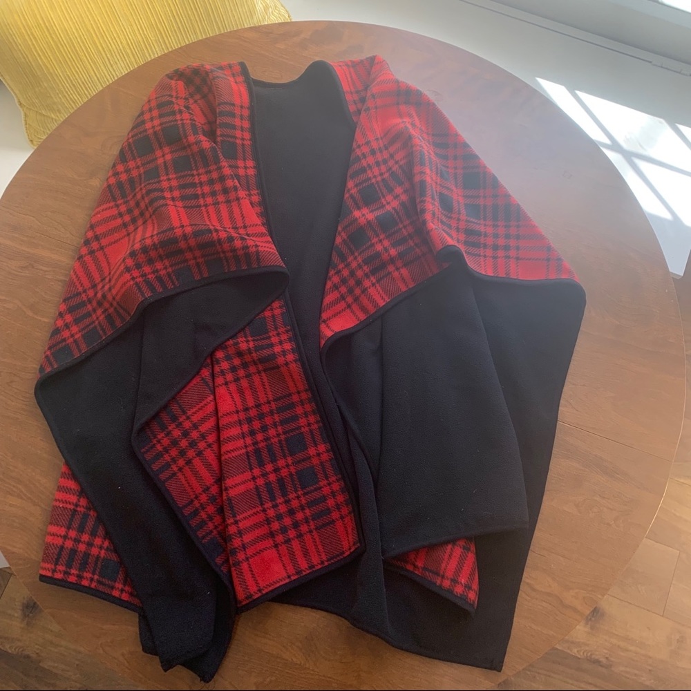 Reversible Plaid Poncho